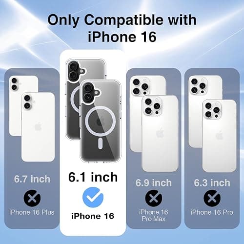 Supdeal Magnetic Case for iPhone 16, Compatible with MagSafe Transparent Not-Yellowing Cover Non-Slip Grip Military-Grade Shockproof Magnetic Clear Phone Case, 6.1", Transparent thumbnail 8