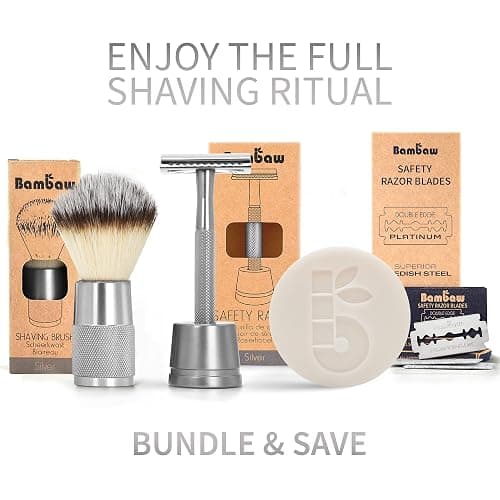 Bambaw Double Edge Safety Razor for Men & Women, Metal Razor with 5 Double Edge Safety Razor Blades, Eco-Friendly Razor – Silver thumbnail 6