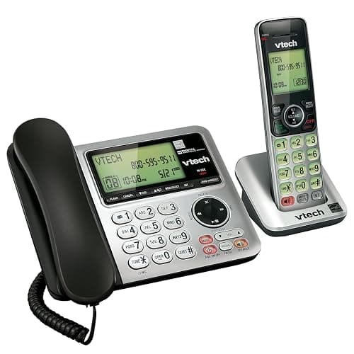 VTech CS6649 DECT 6.0 Expandable Corded/Cordless Phone with Answering System and Caller ID/Call Waiting, Silver/Black with 1 Handset - Image 1