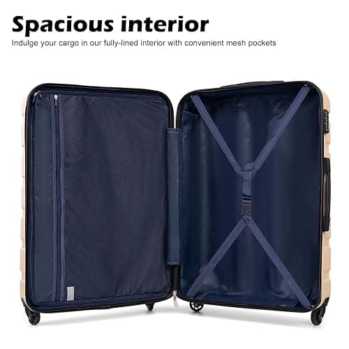 Coolife Luggage 3 Piece Set Suitcase Spinner Hardshell Lightweight TSA Lock (champagne new, 3 piece set(20in24in28in)) thumbnail 5