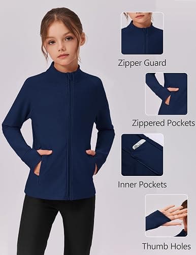 Zaclotre Girls Fleece Jacket with 4 Pockets Long Sleeve Zip Up Warm Athletic Winter Coat Kids Sweatshirt for 5-14 Y thumbnail 5