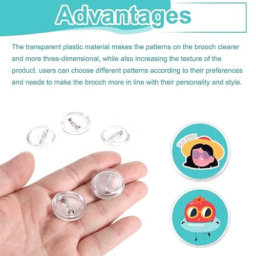 MECCANIXITY 25Pcs Blank Buttons Pin Button Maker Badges Sewing Acrylic Clear 1 inch for DIY Crafts Photo, Pin on Clothes, Hats, Bags, Circle Buttons thumbnail 3