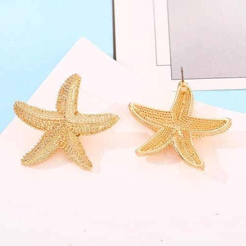 Starfish Shell Stud Earrings for Women Gold Silver Chunky Seashell Drop Dangle Earring Beach Summer Themed Jewelry thumbnail 6