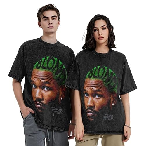 Frank Music Ocean Mens Vintage Oversized T Shirt Fashion Crew Neck Short Sleeve Shirts Unisex thumbnail 4