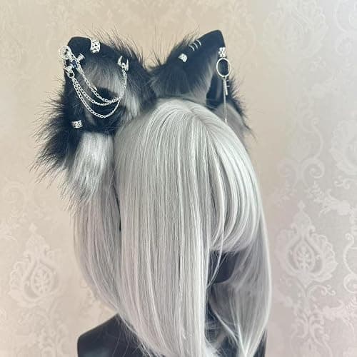 Wzltyrzz Handmade Wolf Fox Cat Ears Animal Headband Clip Cosplay Cute Head Accessories Punk Gothic for Halloween WZED-ALL-B thumbnail 3