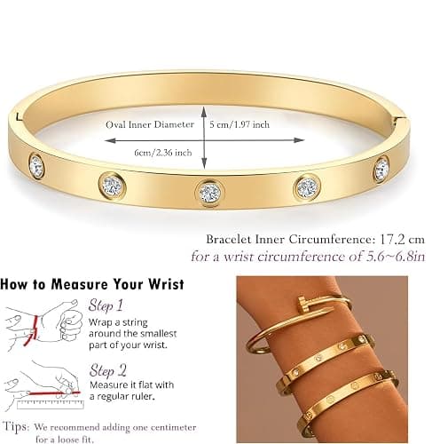 sineed 18K Gold Plated Stainless Steel Love Nail Bangle Clover Bracelet Set Stackable Dupes for Love Trendy Jewelry thumbnail 3