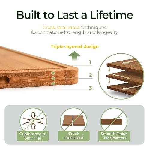 Keechee Wood Cutting Board, Carbonized Bamboo Cutting Boards Set With Smooth Surface & Easy Storage For Busy Kitchens, Ideal Charcuterie & Chopping, Durable, Knife-Friendly (4Pcs) thumbnail 4