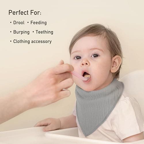 CIVARUA KIDS Muslin Baby Bibs 8 Pack, Baby Bandana Drool Bib for Drooling and Teething, Cotton Soft Absorbent for Girls Boys thumbnail 2