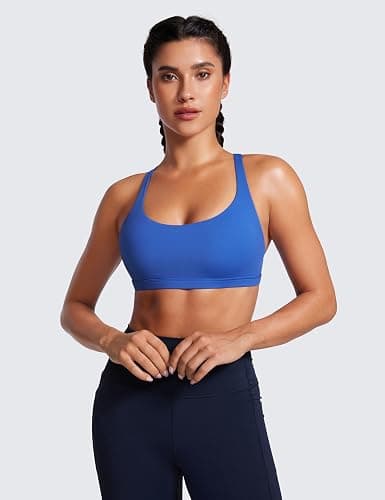 CRZ YOGA Strappy Sports Bras for Women - Criss Cross Back Wireless Padded Yoga Workout Cami Top thumbnail 2