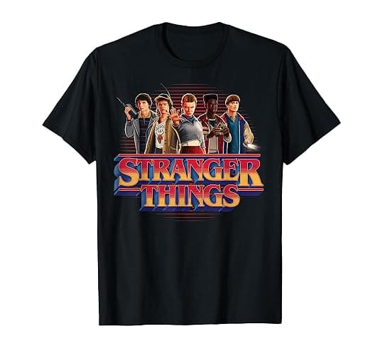 Stranger Things Season 5 Main Crew 80's Style Group Logo T-Shirt - Image 1