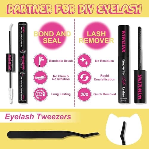 WiWiLINK Wispy Lash Clusters Manga DIY Lash Extension Kit and D Curl Eyelash Clusters 8-18mm with Bond, Seal, and Remover Natural Lashes Clusters- Invisible Band Lashes Spikes Eyelashes, Freya-kit thumbnail 5