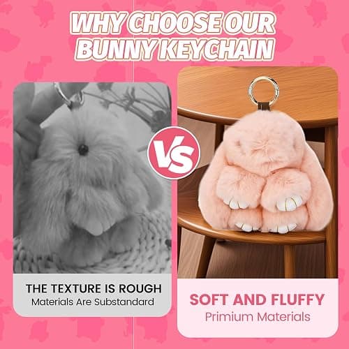 Bunny Keychain with Tin Box Soft Plush Handmade Rabbit Keychain with Best Wishes Card & Ribbon Bag Charm thumbnail 4