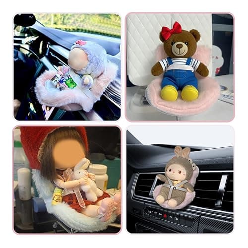 SwiftServ Doll Car Seat for 17cm Dolls with Air Vent Clip and Desktop Stand, Cute and Functional Car Ornament for Blind Box Doll Fans, Collectors (Strawberry Ice Cream) thumbnail 5