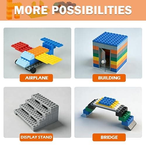 MALEKO 135 Pieces Classic Base Plates Multipack, 13 Sizes Small Baseplates for Building Bricks, Flat Boards Compatible with Major Brands Blocks, Light Grey thumbnail 6