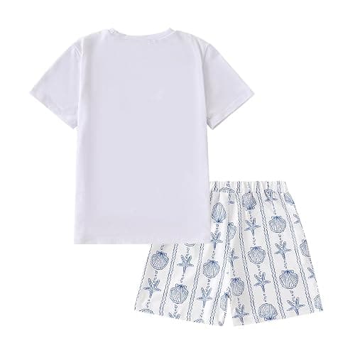 Zylvae Kid Girl 6-11 Years Summer 2-Piece Outfit Set - Daisy/Bow Print Top & Patterned Shorts Clothing Set thumbnail 6