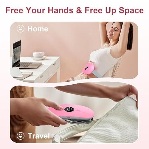 Heating Pad for Period Cramps, 3 Heat Levels and 3 Massage Modes, Portable Heating Pad for Menstrual Cramps Relief, Cordless Electric Period Belt Back Belly Heat Pad, Pink thumbnail 6