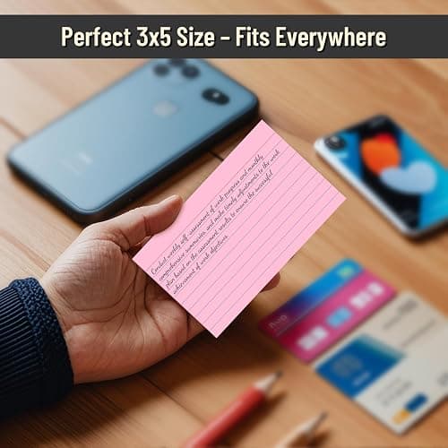 300 Count Index Cards 3 x 5 Inch Ruled Pink Index Cards, Flash Cards College Ruled for Office School Supplies and Home Organization, Durable Study To Do List Note Cards with Ruled Lines thumbnail 4