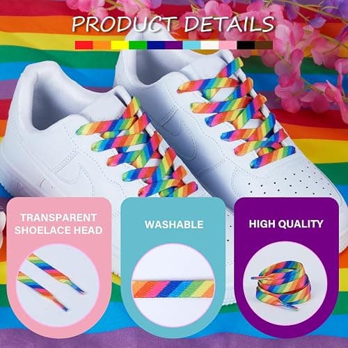 Aqltidiz Rainbow Shoelaces - Colorful Diagonal Shoe Laces - Durability & Strikingly Trendy thumbnail 3