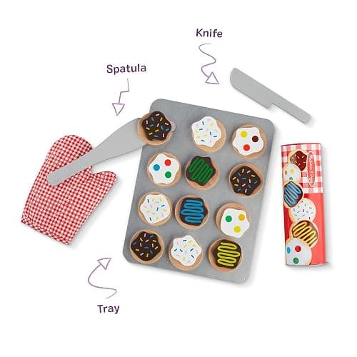 Melissa & Doug Slice and Bake Cookies Wooden Play Food Set with Toppings Pretend Cookies and Baking Sheet, Wooden Play Food Set, Toy Baking for Kids Ages 3+ thumbnail 4