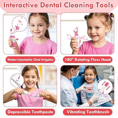 Lehoo Castle Doctor Kit for Toddlers 3-5 Girls, Kids Dentist Play Set, Toys for 3 4+ Year Old Girls, Pretend Play for Toddlers, Kids Doctor Playset, Medical Kits for Boys 3 4 5 thumbnail 6