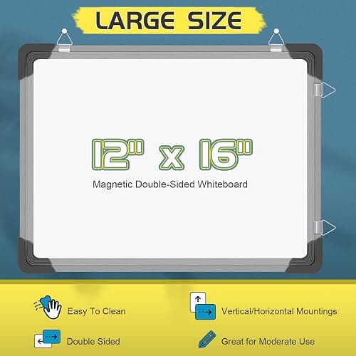 Dry Erase Calendar Whiteboard for Wall, Polegas 16" X 12" Magnetic White Board Board, Small Wall Monthly Double Sided Boards Student, Home, Office (White) thumbnail 7