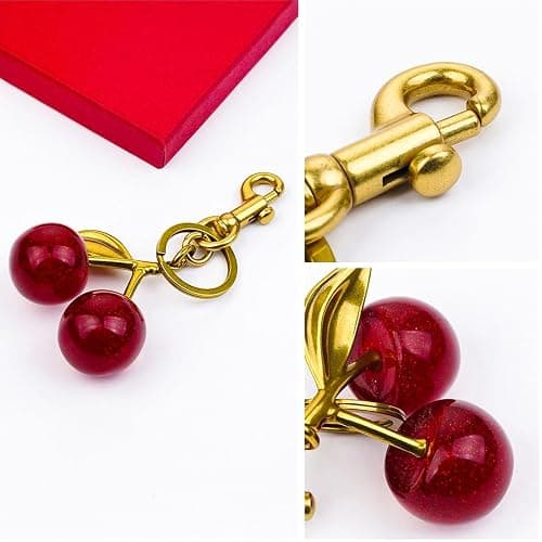 FASTFAIRY Keychain Cherry Bag Charms Purse: Key Chains Women Cute - Car keyrings leather handbags - Fashion enthusiasts thumbnail 6