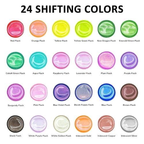 24 Color Iridescent Acrylic Paint 60mL - Superior Coverage, Blendable, Fast Drying Versatile Craft Paint for Canvas, Wood, Rock, Fabric & Holiday Decor thumbnail 3