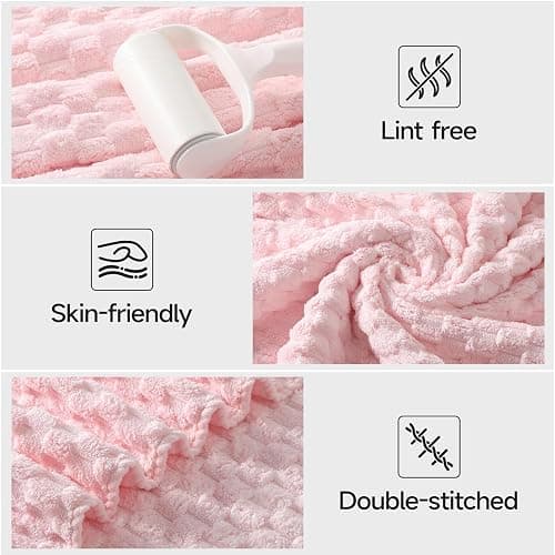 REDKISS Pink Microfiber Bath Towels Set of 6-35x70 Inches Oversized Bath Sheets, Extra Large Bath Towels Set of 6 for Adults, Super Soft Quick Dry Lint Free Absorbent Microfiber Shower Towels thumbnail 5