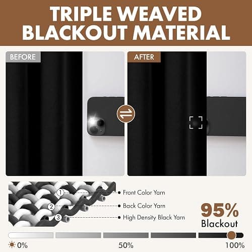 MIULEE Halloween Black Blackout Curtains for Bedroom Room 40"x63" 2 Panels | Thermal Insulated, Room Darkening Drapes, Rod Pocket, Noise Reduction, Light Blocking, Solid Window Treatments thumbnail 3