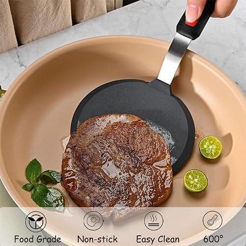 Silicone Pancake Spatula, Wide Silicone Spatula Turner with Lengthened Handle, 600°F Heat Resistant Cooking Spatulas for Nonstick Cookware, Large Flexible Kitchen Utensils BPA Free (Pancake Spatula) thumbnail 4