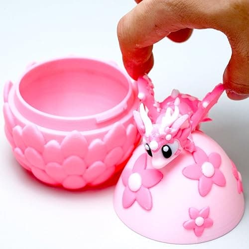 LUYUCUBE Colourful 3D Printed Dragon Egg,Little Dragon Inside Egg,Flexible Realistic Articulated Animal Fidget Toys,Mystery Figurines Gifts,Executive Desk Décor and Festival Collectible (Sakura) thumbnail 4