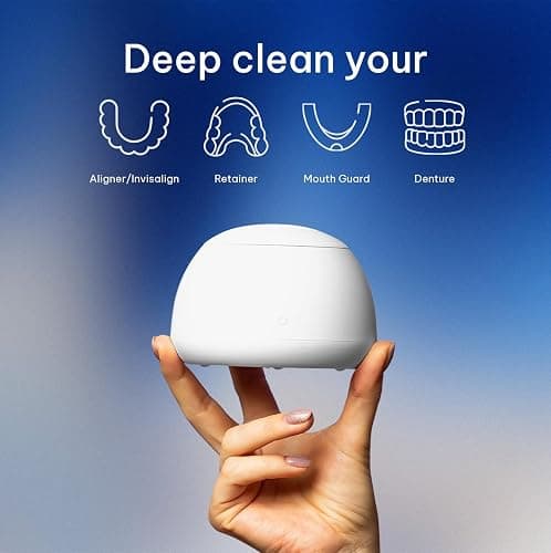 Zima Dental Pod | Ultrasonic Retainer Cleaner Machine | Aligner, Nightguard, Mouth Guard, Denture Cleaner (Arctic White) thumbnail 4