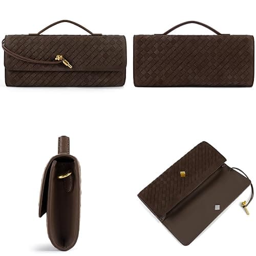 Jumping Deer Woven Clutch Purses for Women, Formal Satchel Leather Evening Bag Shoulder Handbag thumbnail 7