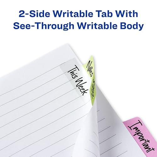 Avery Margin Ultra Tabs, 24 Repositionable Sticky Tabs, 2.5" x 1", 2-Side Writable Page Markers in Assorted Pastel Colors, 72 Pack (74769) thumbnail 6