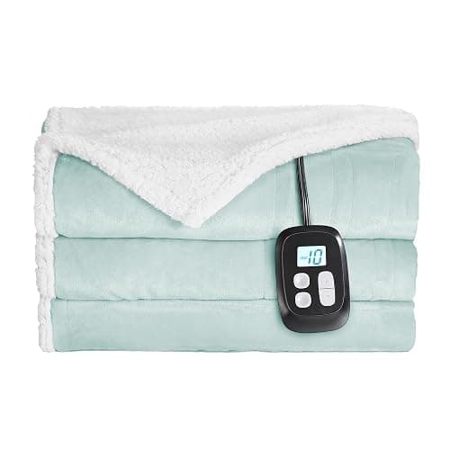 Electric Heated Blanket Full Size 72"x84", Dual-Sided Soft Flannel & Sherpa, LCD Display 10 Heat Settings with 1-12H Timer & Overnight Safe, Bed & Couch, Machine Washable, Light Green thumbnail 6