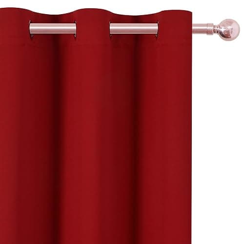LEMOMO Red Curtains 52 x 84 Inch Long/Blackout Curtains Set of 2 Panels/Room Darkening Thermal Insulated Bedroom Curtains Drape thumbnail 7