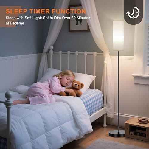 FRIDEKO HOME 2 Pack Floor Lamps for Living Room, Dimmable Colors Temperature & Brightness, 67" Modern Floor Lamp with Remote, Tall Standing Lamps for Kid Room Bedroom Office, Beige Shade 9W RGB Bulb thumbnail 6