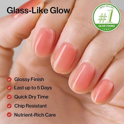 ohora 2-in-1 Sheer Nail Polish & Strengthener(Cherry) | Tinted Nail Concealer | Nail Hardener for Weak, Damaged Nails | Nail Care Polish with Glossy Finish | Glazed-Syrup Formula, 15 mL thumbnail 4