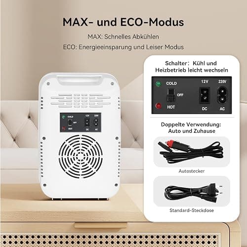 YU YUSING 4L Mini Kosmetik Kühlschrank mit LED Spiegel, Mini Kühlschrank mit LED Licht Kosmetikspiegel, 12V/220V Klein Skincare Fridge Kühl/Heizfunktion für Autos Büro Schlafzimmer Schlafsäle thumbnail 8