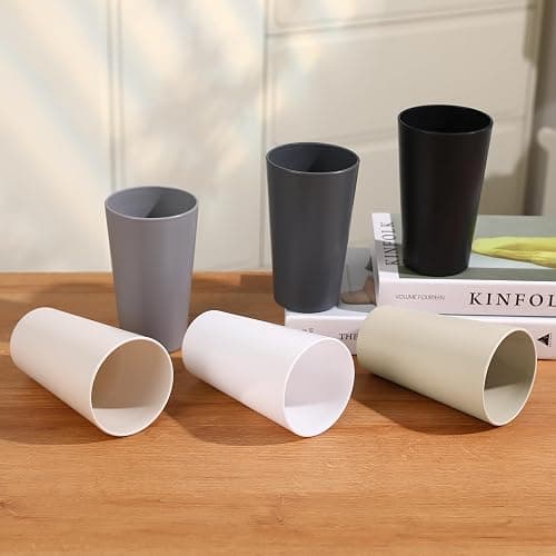 24 Pcs Unbreakable Plastic Cups Set, 20 oz Reusable Plastic Cups, Stackable Water Tumblers, Drinking Cup for Kitchen, Outdoor, BPA-free, Dishwasher Refrigerator and Microwave Safe (20 oz, 6 Colors) thumbnail 6