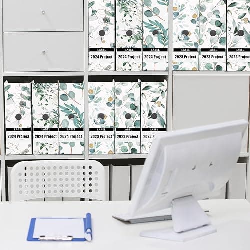 PerKoop 6 Pcs Decorative Magazine File Holders Foldable, Eucalyptus Leaves | Eucalyptus Leaves Pattern Design, Rack Desk Organizer Documents, with Printable Labels, for School Office Home Organization thumbnail 2