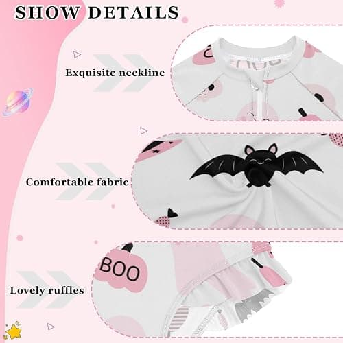 Vozoza Baby Girl Bathing Suit Long Sleeve UPF 50+ One Piece Toddler Swimsuit thumbnail 4