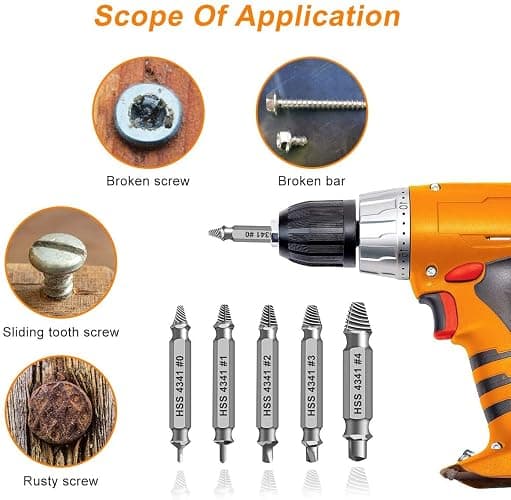 Gifts for Men,Damaged Screw Extractor Set,Valentines Day Gifts for Him Her Men Boyfriend,Mens Gifts for Dad,Husband,Stripped Screws Nuts & Bolts Drill Bit Tools for Easy Removal of Rusty Broken Screw thumbnail 5
