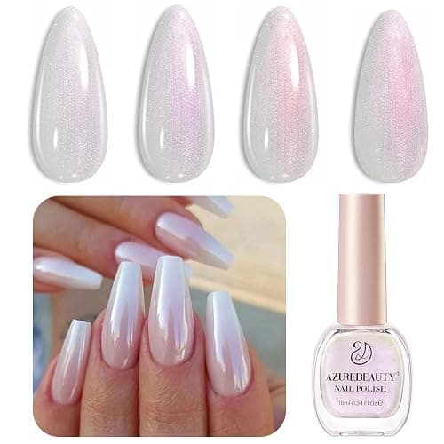 AZUREBEAUTY Chrome Quick Dry Nail Polish | Shine Pearl, Natural Lustrous Enamel | DIY Manicure & Pedicure with Chrome Finish - Image 1