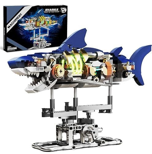 Ideas Mechanical Shark Building Set - with Display Stand and Light, Marine Animal with Linkage Function, for Adults, Ocean & Mechanical Enthusiasts. (Compatible with Legos for Boys Age 8-12) - 13054