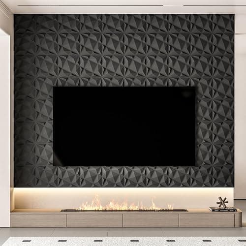 Art3dwallpanels 20 Pack 3D Wall Panels for Interior Wall Decor, 12''x12'' White Accent Diamond Panels for Gaming Room Bedroom TV Background, Black thumbnail 5