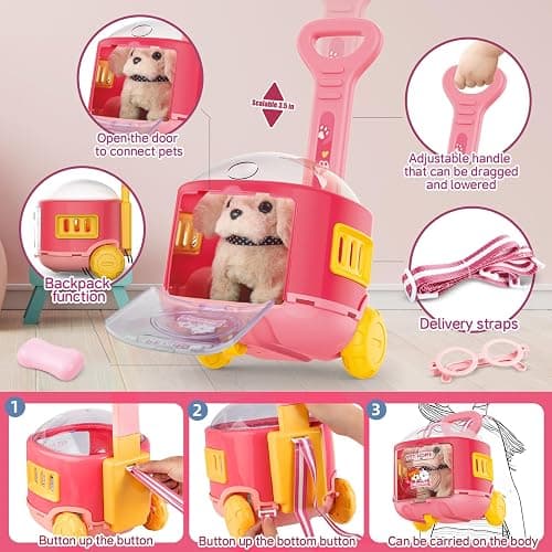 Dog Toys for Kids Girls with Puppy Stroller,Realistic Robot Interactive Stuffed Dog and 16 Pcs Toy Dog Accessories,Puppy Pet Care Pretend Play Set for 3 4 5 6 7 Year Old Toddler Girls Birthday Gifts thumbnail 4