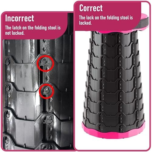 Doseno Upgraded Foldable Stool Thickened, Portable Collapsible Stool Retractable Stool for Fishing, Hiking Tours, BBQ, Parties, Outdoor Activities（Pink） thumbnail 6