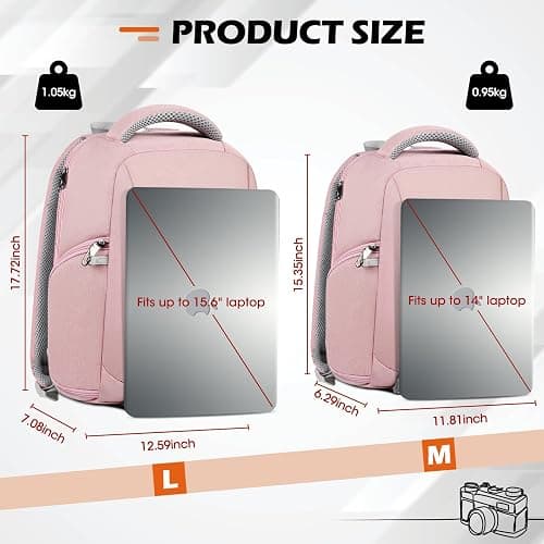 SDYSM Camera Bag Backpack Professional for DSLR SLR Mirrorless Camera Waterproof Laptop Back Pack 14 Inch with Rain Cover Anti Theft Travel Case Large Capacity Photography Backpack Pink thumbnail 7