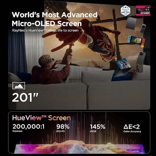 RayNeo Air 3s AR/XR Glasses, 201" 120Hz FHD HueView Display, Portable AR Video Eyewear Gaming Glasses for iPhone 16/15, Android, Mac, Switch, PS5, Steam Deck - Next-Gen Wearable Theater thumbnail 2
